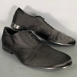 CALVIN KLEIN COLLECTION Size 10 5 Black Satin Lace Lace Up Shoes